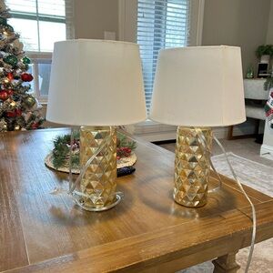 Gold and White Table Lamp Set
